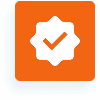 Confirmation symbol on orange background