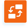 Exchange arrows on orange square