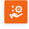 Gear and hand on orange background