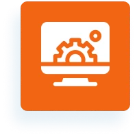 Computer settings icon on orange background